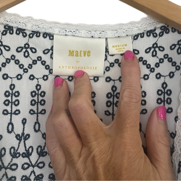 NWOT Anthropologie Maeve Cammie Embroidered Peplum Top in Black and White in M - Picture 7 of 8